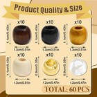 60pcs Wooden Hair Beads For Braid 6 Color Hair Jewelry Braids Loc Dreadlock Acce