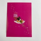 Vintage Mid Century Christmas Greeting Card Cute Girl Angel Cherub Gold Hot Pink