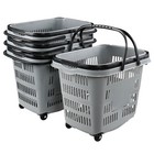 Cand 4 Packs Plastic Rolling Basket With Handle  Portable Shopping Basket