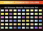 60 Color Mini Metallic Watercolor Set New Shipping Included
