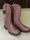 Roper Youth Girls Pink Multi Faux Leather Glitter Galore Cowboy Boots