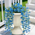6 Pack Blue Hanging Flowers  Artificial Morning Glory Vines  Fake Hanging