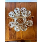 Vintage Libbey Midcentury Cocktail Caddy Barware Set Golden Leaf Frosted