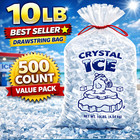 10 Lb Ice Bags Drawstring Heavy Duty Clear Plastic Bulk 50 100 300 500pack