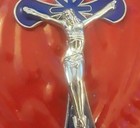 Lot  Lrg 3  Sterling Silver Filled Blue Enamel Crucifix st Michael Medal Pendant