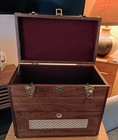 Vintage Oak Wooden Machinist Tool Chest Box Drawers Felt Lined Brass 16  W key