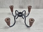 Danish Modern Four Candle Holder Wrought Iron Wood Teak Mcm Mid Century