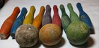 Vintage Table Top Wooden Bowling Set - 9 Pins   3 Balls - 6 Inches Tall