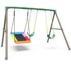 700lb 7 3ft Metal Swing Set W 3 Swings Heavy Duty Kids Playset Weather Resistant