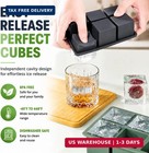 Large Ice Cube Tray For Whiskey  2  Big Silicone Ice Tray With Lid For Whisky -