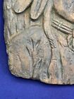 Antique Vintage Native American Indian Relief Carved Folkart Wooden Wall Plaque