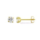 Genuine Diamond Tiny Baby Or Child Stud Earrings Set In 10k Yellow Gold