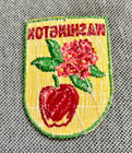 Vintage 1970s Washington State Travel Souvenir Patch Apple Rhododendron Flower