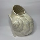 Vintage 80s Conch Sea Shell Tissue Box Cover Ceramic Pottery Iridescent Signed