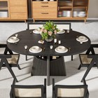 43 3in-59in Extendable Dining Room Table For4-8 round Expandable Fluted black