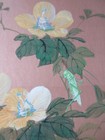 Vintage Chinese Painting On Silk  Good Condition Grasshopper Flowers Unframed  6