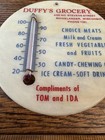 Vintage Duffy   s Grocery Thermometer  Rhinelander Wisconsin Ice Cream Milk Candy