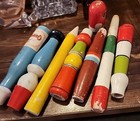Vintage antique Hand Painted And Crafted Wooden Whistles 8 Total