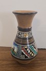 Cusco Peru Art Pottery Hand Painted Patterned Vase 4 5  Vintage Decor Signed