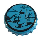 100 Blue Beer Bottle Caps Heads Easter Island  used  Crown Caps Tiki Bar Decor