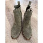Steve Madden Olive Green Suede Cutout Ankle Boots Stacked Block Heel Booties