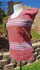 Mexican Oaxacan Hand Loomed Coral  Blouse Sm Authentic Ethnic Peasant Top 