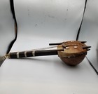 Handmade African Gourd String Instrument W Animal Hide Vintage Tribal Lute 