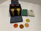 Rare Vintage Marbled Catalin bakelite Poker Chip Set W 80  Chips   Rare Cards