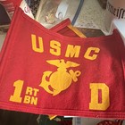 Usmc 1st Battalion D Guidon Flags  1075 Red gold W  Staff Navy Label Set Of 2