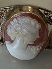 Fabulous Early 20th Century Gold Plate Over Rolled Brass Three Cameo Bracelet