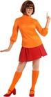 Women s Velma Costume   Wig Orange Mystery Inc Scooby Doo Detective Dress S-3xl