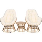 3pcs Outdoor Swivel Chair Wicker Patio Furniture 360-degree Sets Rattan Chair