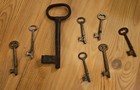 Antique Vintage Style 19th Century Skeleton  Cast Iron Keys Lot Of 8 Ship Free