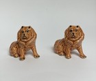 2 Ct Vtg Chow Chow Dog Figurines Glazed Ceramic 3    Pups Pet Man   s Best Friend