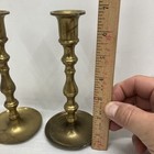Vintage Pair Brass Candlestick 2 Pc Set 7  Geometric Design Drip Tray Hong Kong