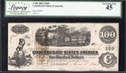 T-40 1862  100 Confederate Currency Train Note Legacy 45 Civil War Note 29059