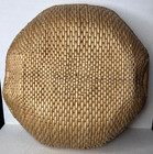 Vtg Antique Hand Made Woven Octagonal Basket Woven Reed Geometric