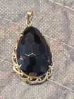 14k Yellow Gold Smoky Quartz Pendant 1970 Vintage Statement 11grams