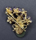 Vintage Authentic Swoboda Flower Vase Brooch   Genuine Amethyst And Jade   