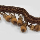 Beaded Fringe Trim For Drapery And Upholstery In Brown Color- Per Yard