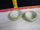 Vintage Porcelain Green Gold   Pink Flowers Dresser Vanity Hair Receiver