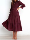 Btfbm Women Casual Long Sleeve Crew Neck Fall Dress Bohemian Relaxed Fit Flor   