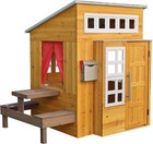 Modern Outdoor Wooden Playhouse With Picnic Table  Mailbox And Outdoor Grill    