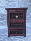 Mid Century Nightstand Cabinet With Drawer Burnt  Bamboo Petite Size