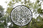 Handcrafted All Clear Stained Glass Round Beveled Window Panel 21  Dia