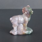 Carved Gemstone Crystal Ocean Agate Ram Sheep Goat Figurine Statue Home Decor