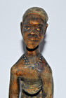 Vintage 9    African Hand Carved Wood Statue Tribal Woman Pounding Food Folk Art