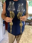 Vintagebrass Wall Sconces Candle Holders With Glass Etched Shades