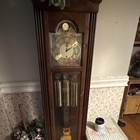 Howard Miller Mahogany Grandfather Clock Westminster Chimes Brass Mechanical
