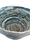 Vintage Handmade Handcrafted Boho Recycled Magazine Bowl Folk Art